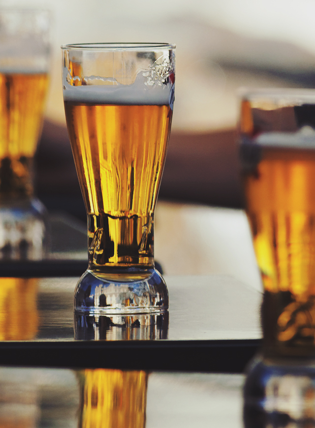 Beer in tall flight glass