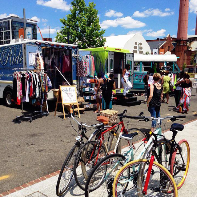 Women's boutique pop-up shopping event outside at the Yards DC