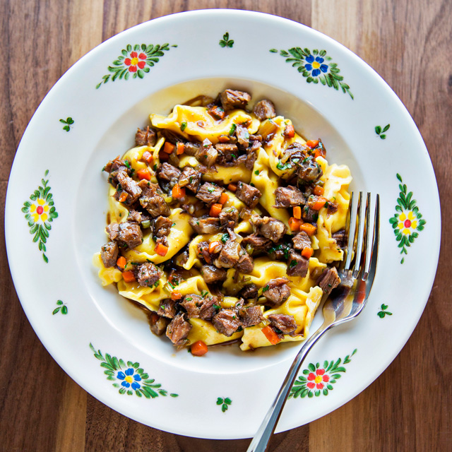 Fresh pasta in bowl