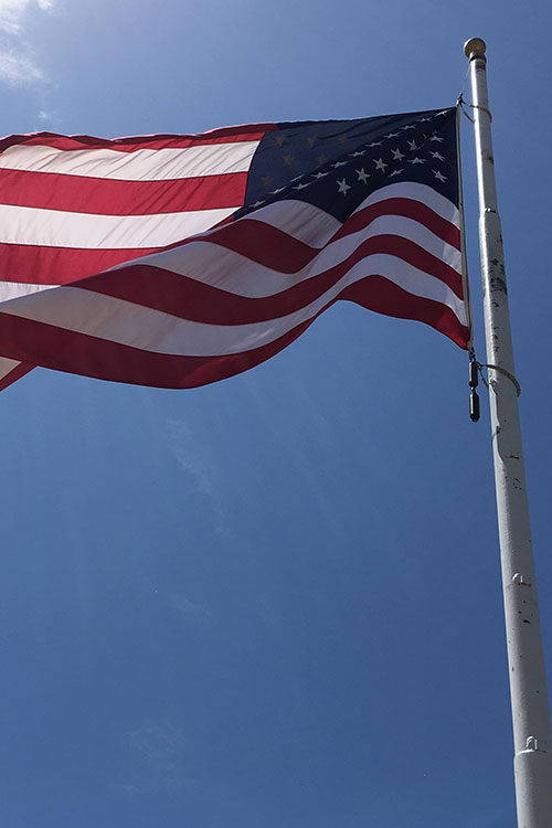 American flag waving in the breeze