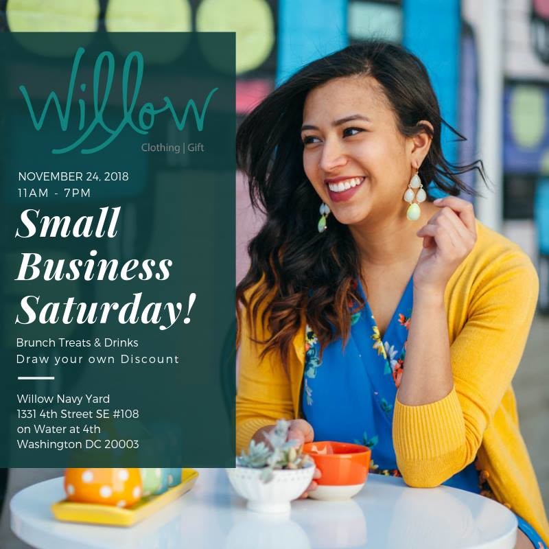 Flyer for Willow's Small Business Saturday sale