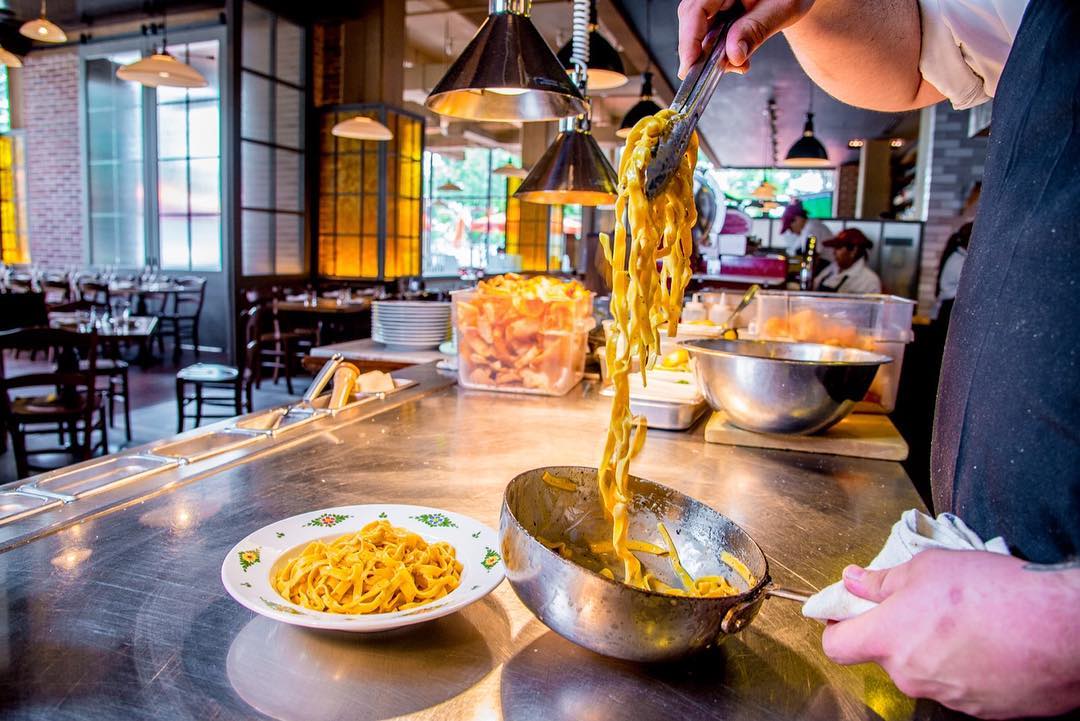 Noodles being prepared at Osteria Morini