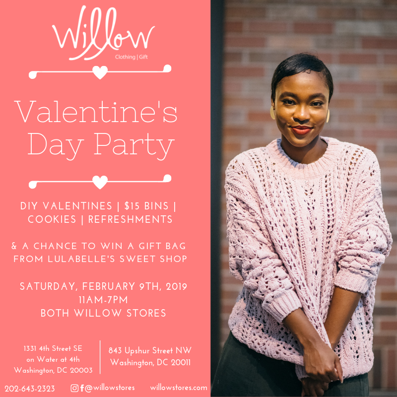 Flyer for Willow's Valentine's Day party