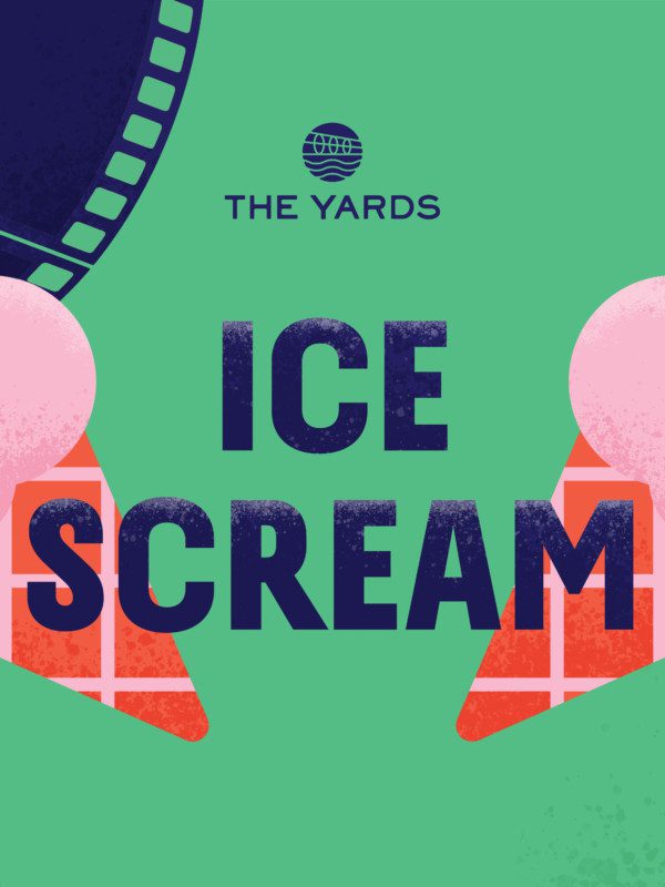 Text graphic of Ice Scream event title with ice cream and film strips.